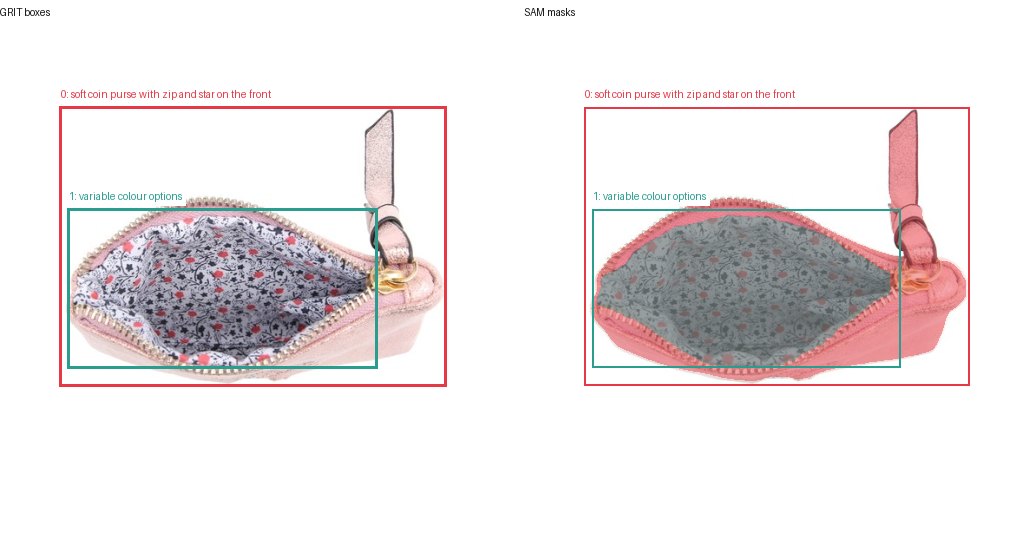 GRIT boxes and SAM masks