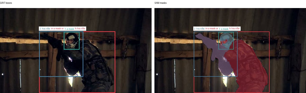 GRIT boxes and SAM masks