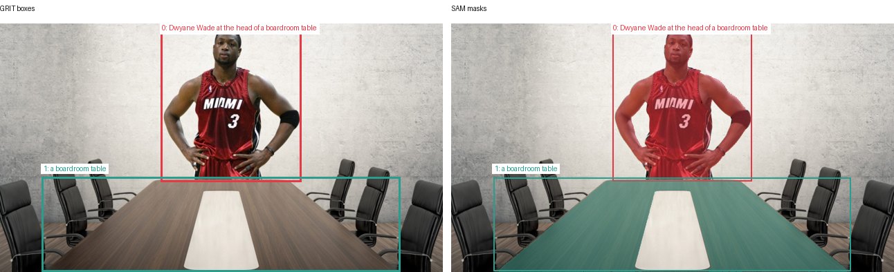 GRIT boxes and SAM masks