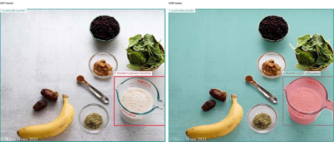 GRIT boxes and SAM masks