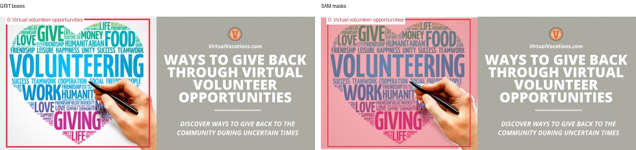 GRIT boxes and SAM masks