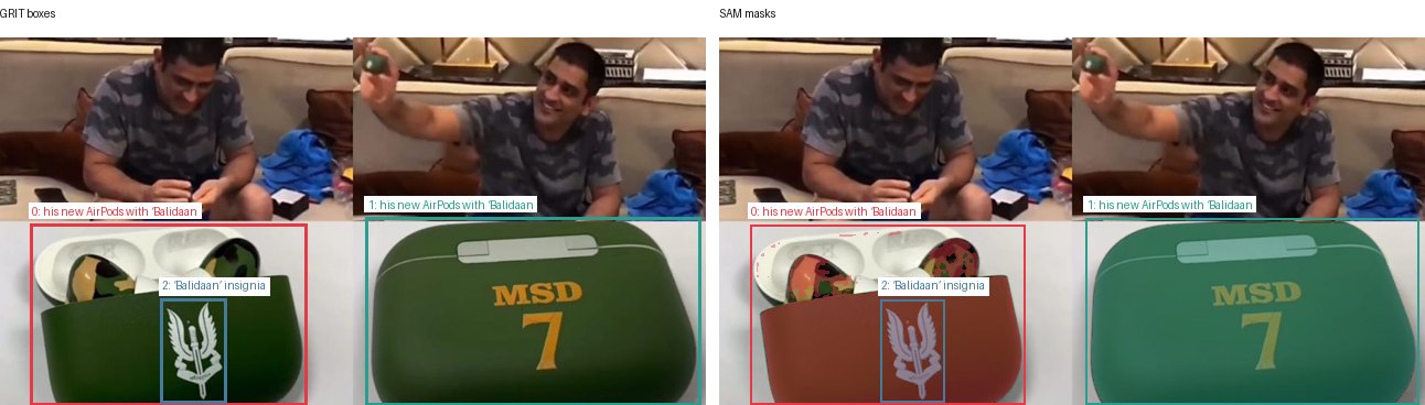 GRIT boxes and SAM masks