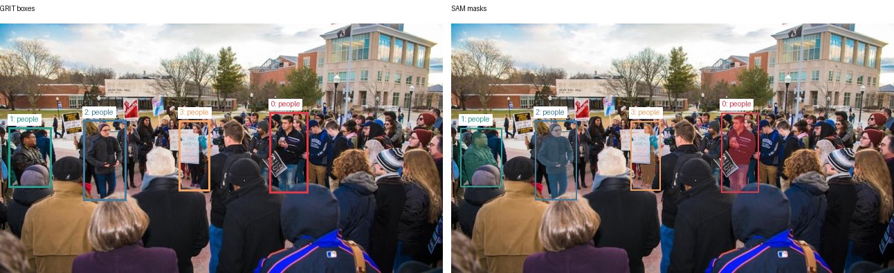 GRIT boxes and SAM masks