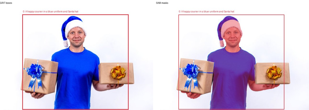 GRIT boxes and SAM masks