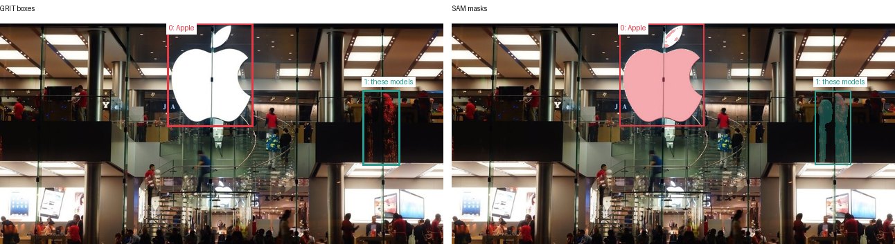 GRIT boxes and SAM masks