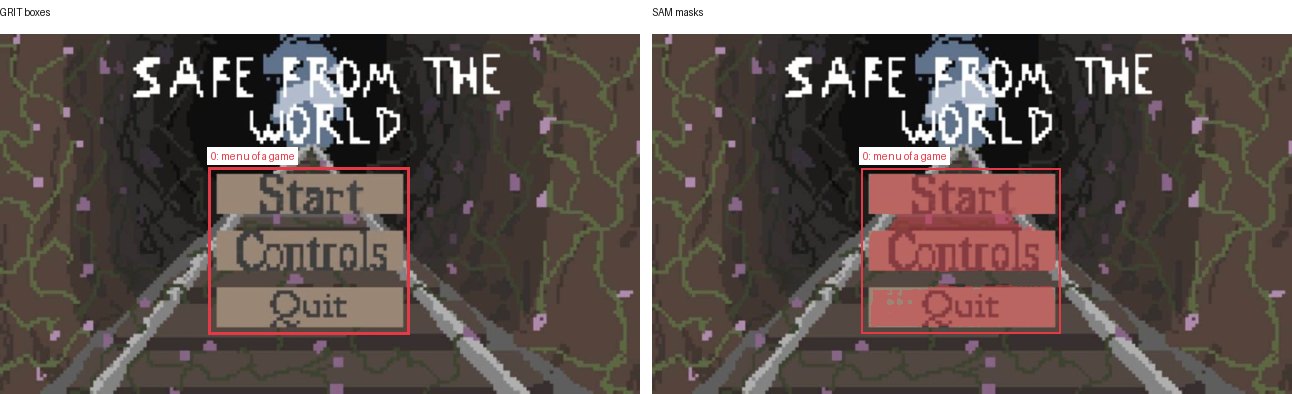 GRIT boxes and SAM masks