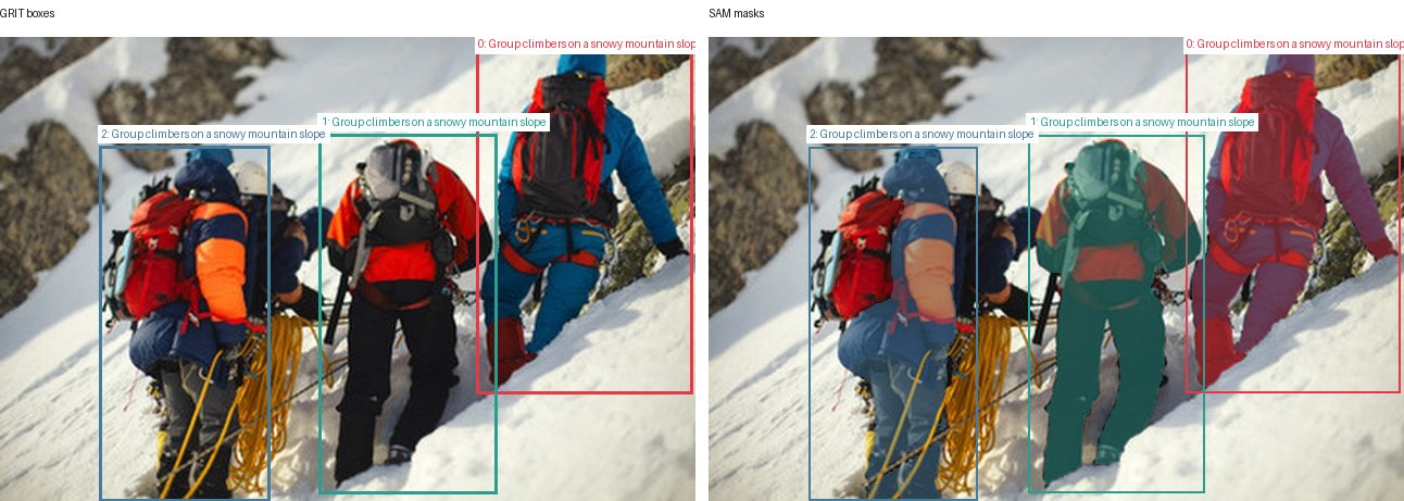 GRIT boxes and SAM masks