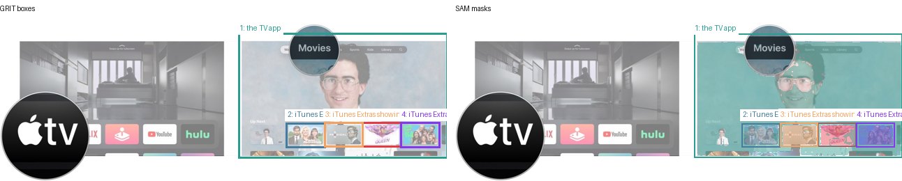 GRIT boxes and SAM masks