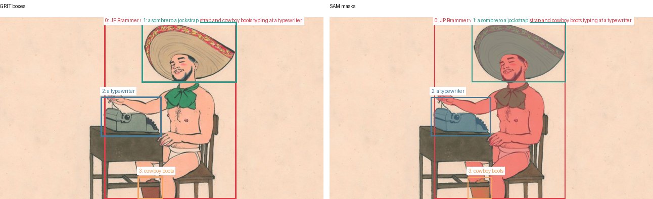 GRIT boxes and SAM masks