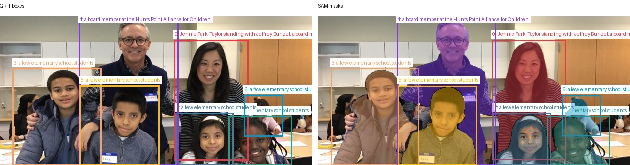 GRIT boxes and SAM masks