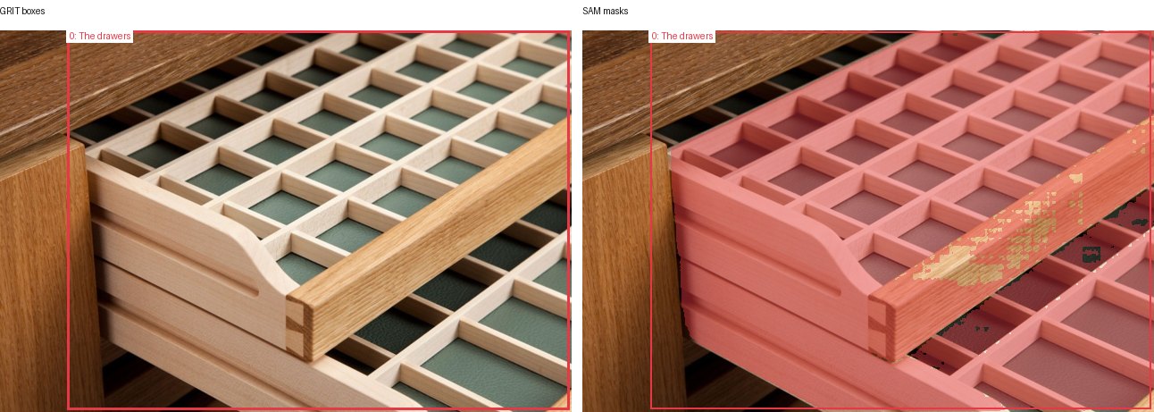 GRIT boxes and SAM masks