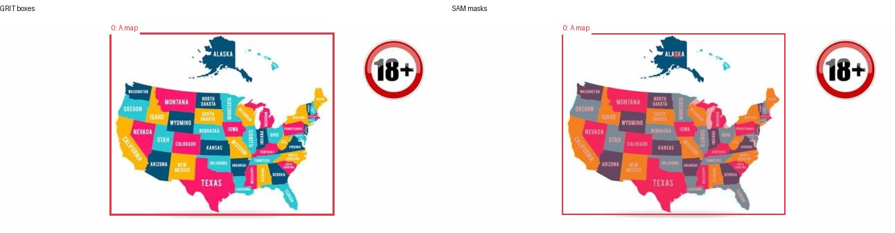 GRIT boxes and SAM masks