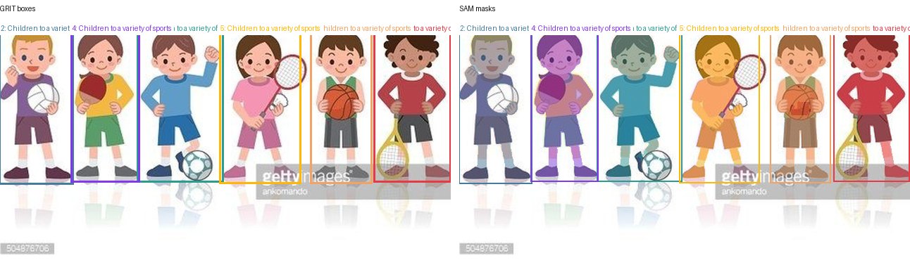 GRIT boxes and SAM masks