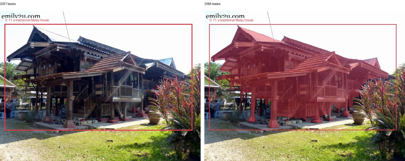 GRIT boxes and SAM masks