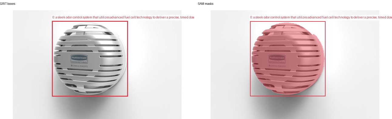 GRIT boxes and SAM masks