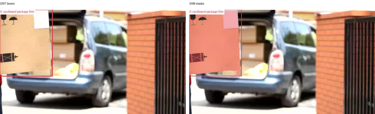 GRIT boxes and SAM masks