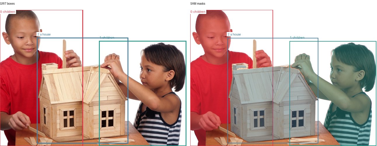 GRIT boxes and SAM masks