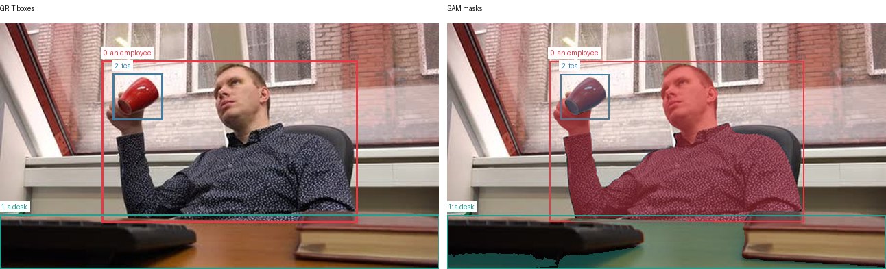 GRIT boxes and SAM masks