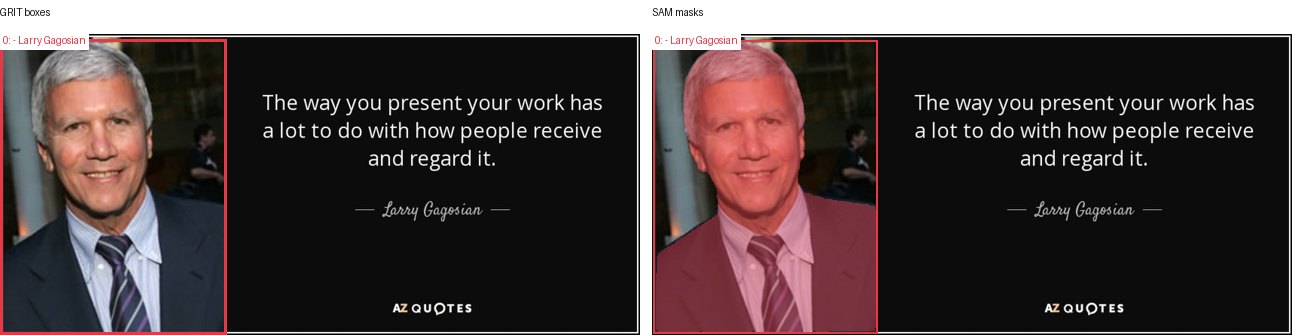 GRIT boxes and SAM masks