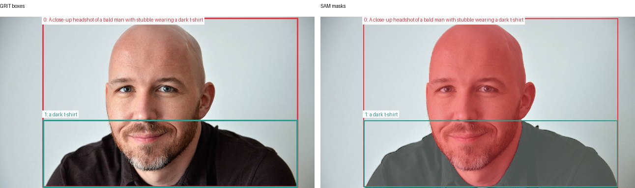 GRIT boxes and SAM masks