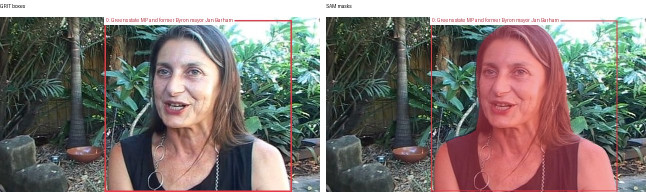 GRIT boxes and SAM masks