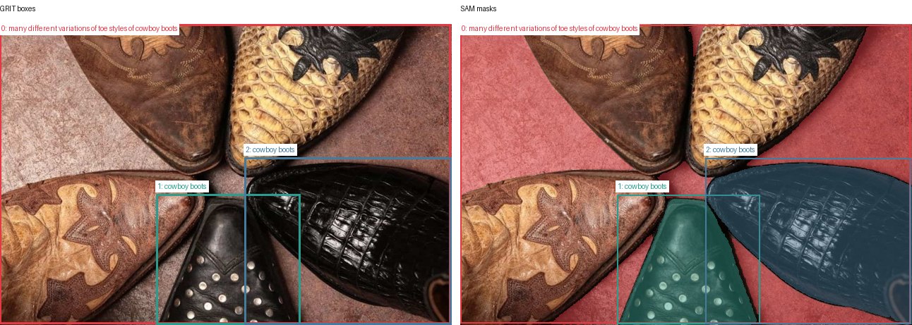GRIT boxes and SAM masks