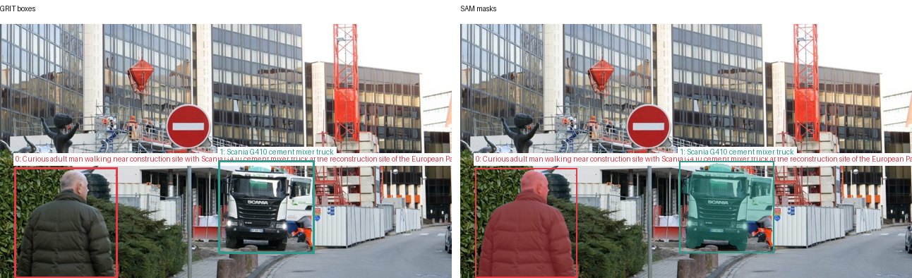 GRIT boxes and SAM masks
