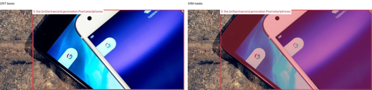GRIT boxes and SAM masks