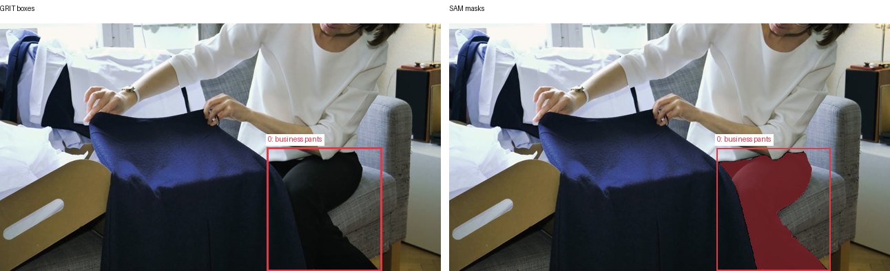 GRIT boxes and SAM masks