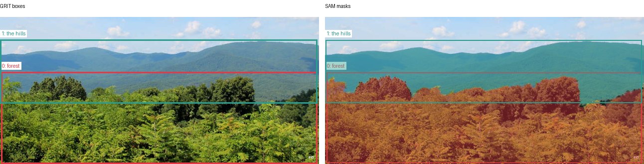 GRIT boxes and SAM masks