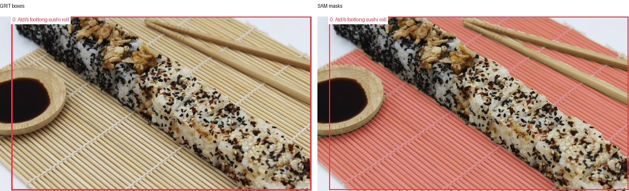 GRIT boxes and SAM masks
