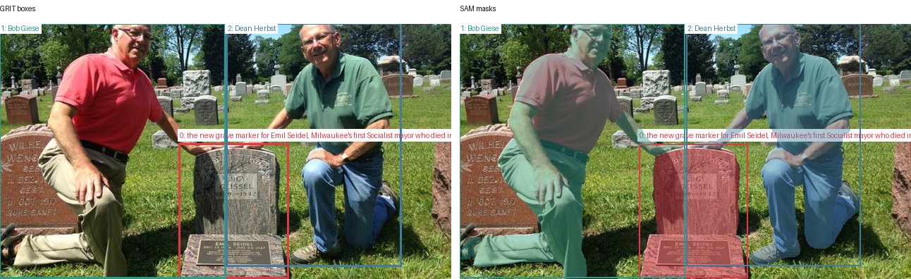 GRIT boxes and SAM masks