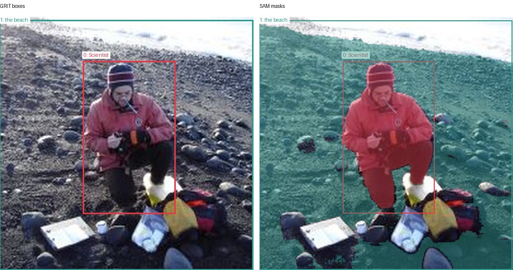 GRIT boxes and SAM masks