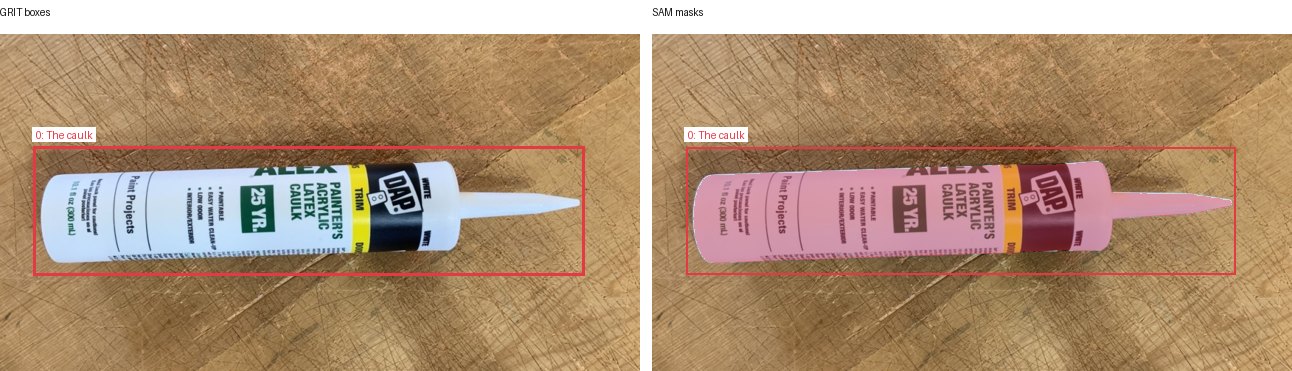 GRIT boxes and SAM masks