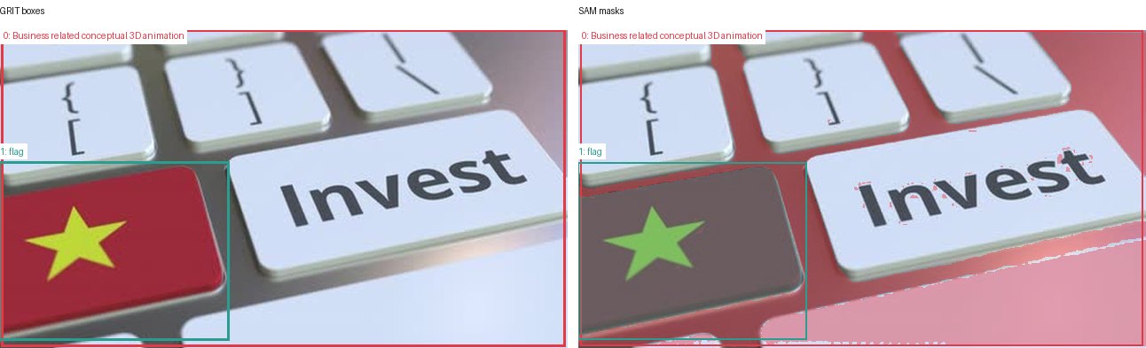 GRIT boxes and SAM masks