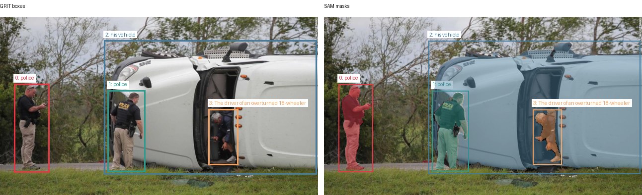 GRIT boxes and SAM masks