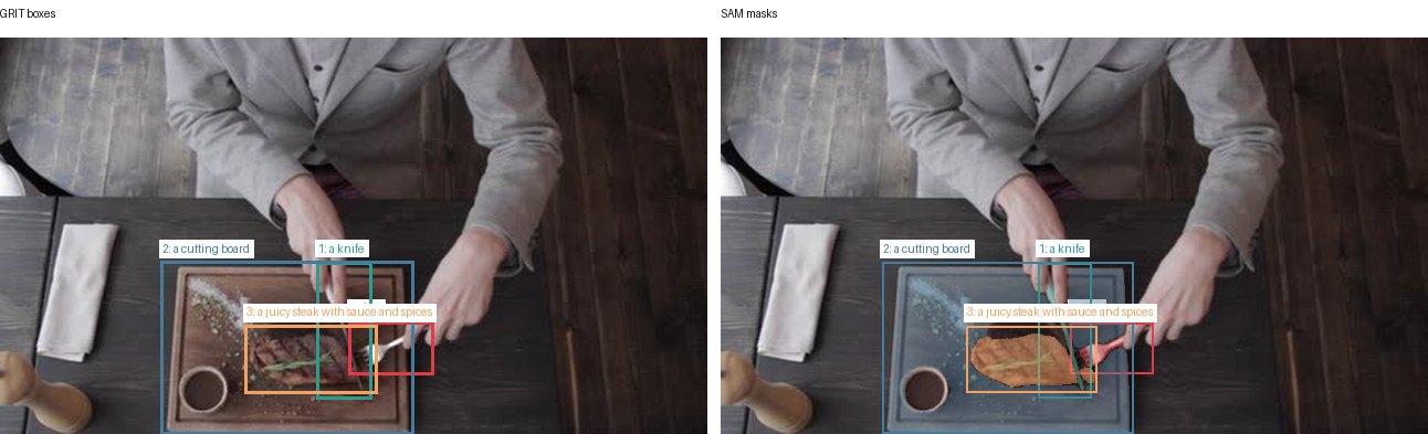 GRIT boxes and SAM masks