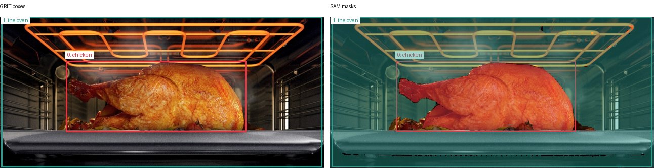 GRIT boxes and SAM masks