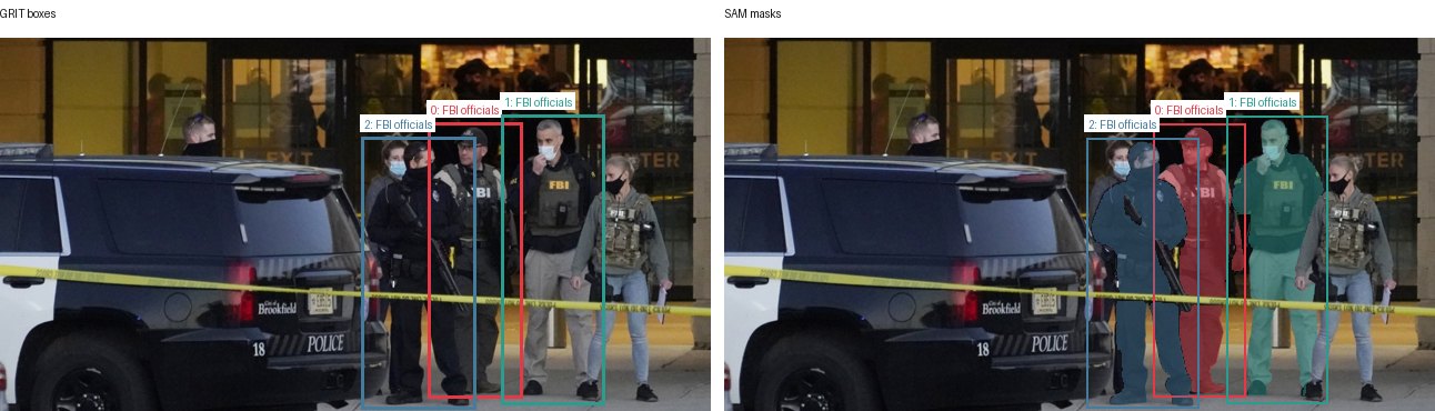 GRIT boxes and SAM masks
