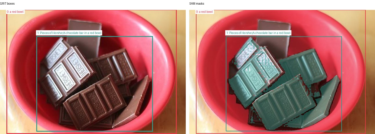 GRIT boxes and SAM masks
