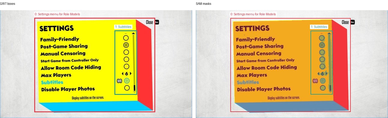 GRIT boxes and SAM masks