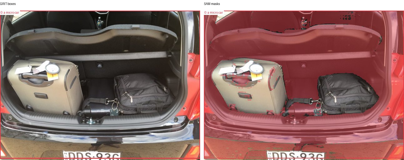 GRIT boxes and SAM masks