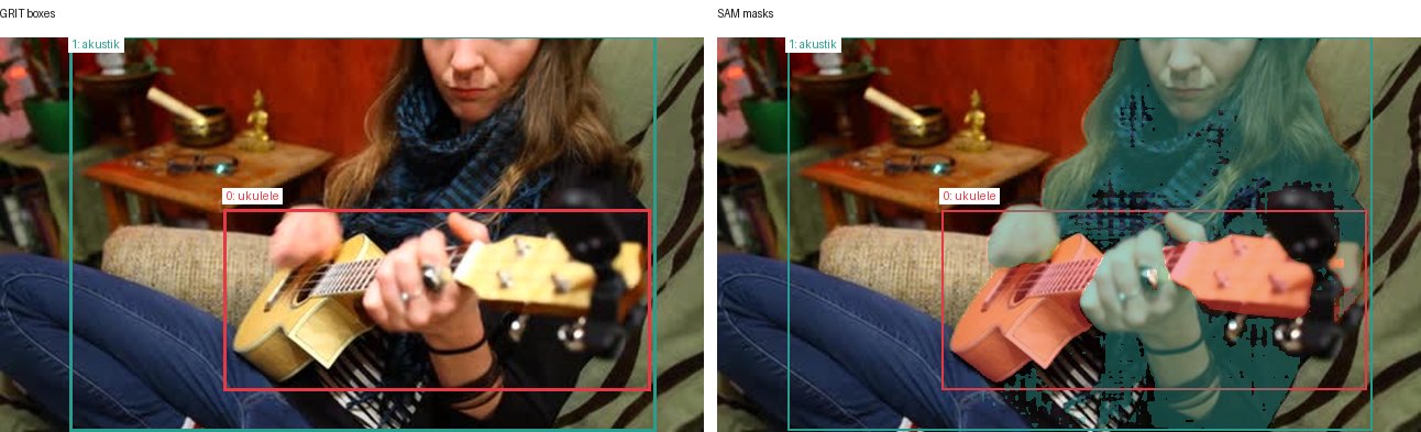 GRIT boxes and SAM masks