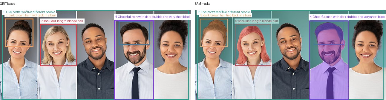GRIT boxes and SAM masks