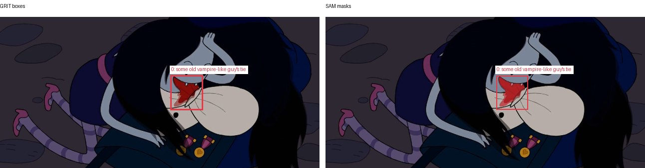GRIT boxes and SAM masks