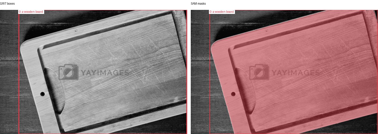 GRIT boxes and SAM masks