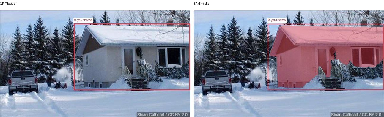 GRIT boxes and SAM masks