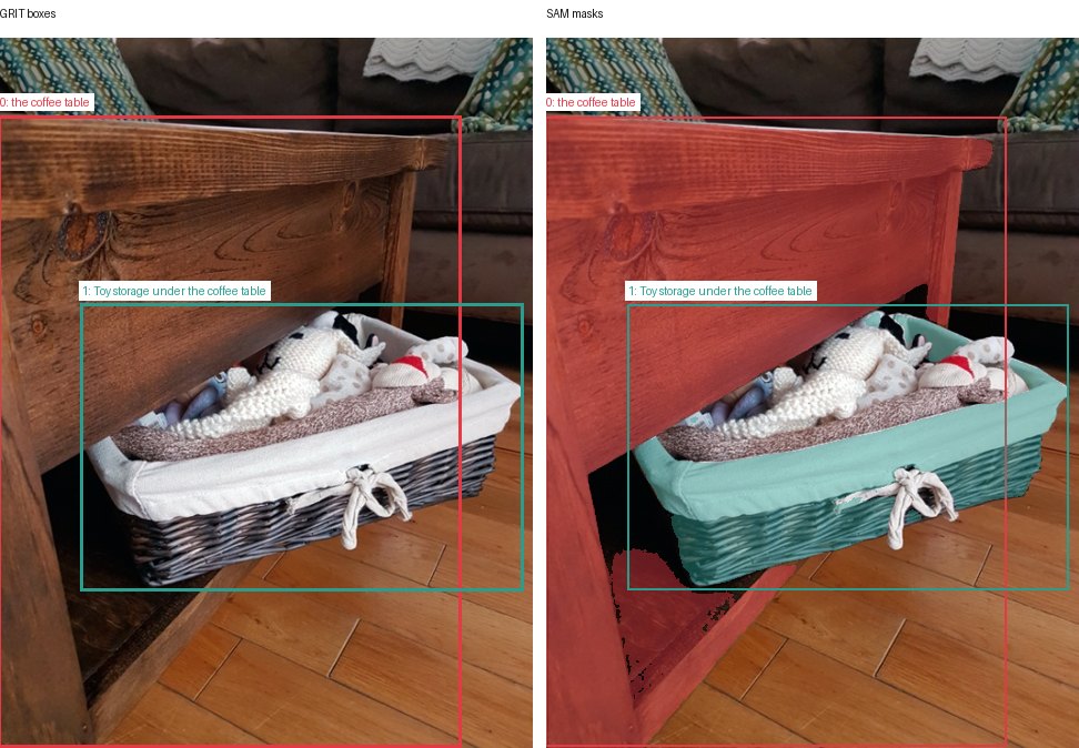 GRIT boxes and SAM masks