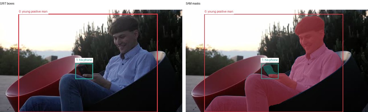 GRIT boxes and SAM masks