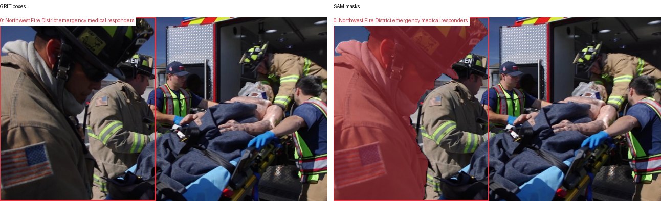 GRIT boxes and SAM masks